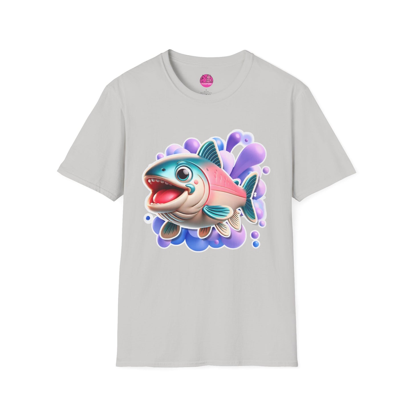Alex Salmon Softstyle T-Shirt - Bright and Playful Fish Design for Ocean Lovers and Art Fans 🌊🐟