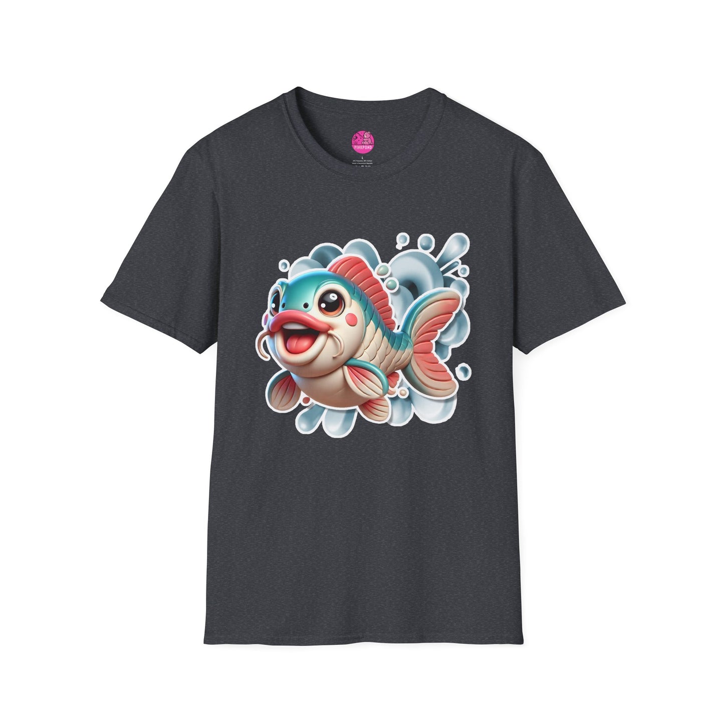 Carrie the Carp T-Shirt - a splash of fishy fun - Unisex Softstyle Tee with 3D Design