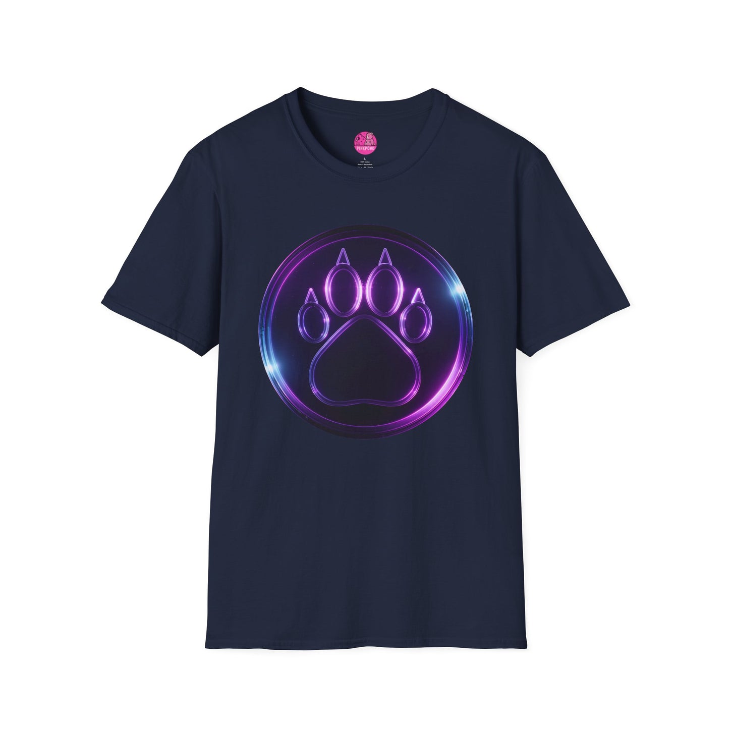 Neon Paw Power T-Shirt - Retro-Futuristic Animal Lover Tee