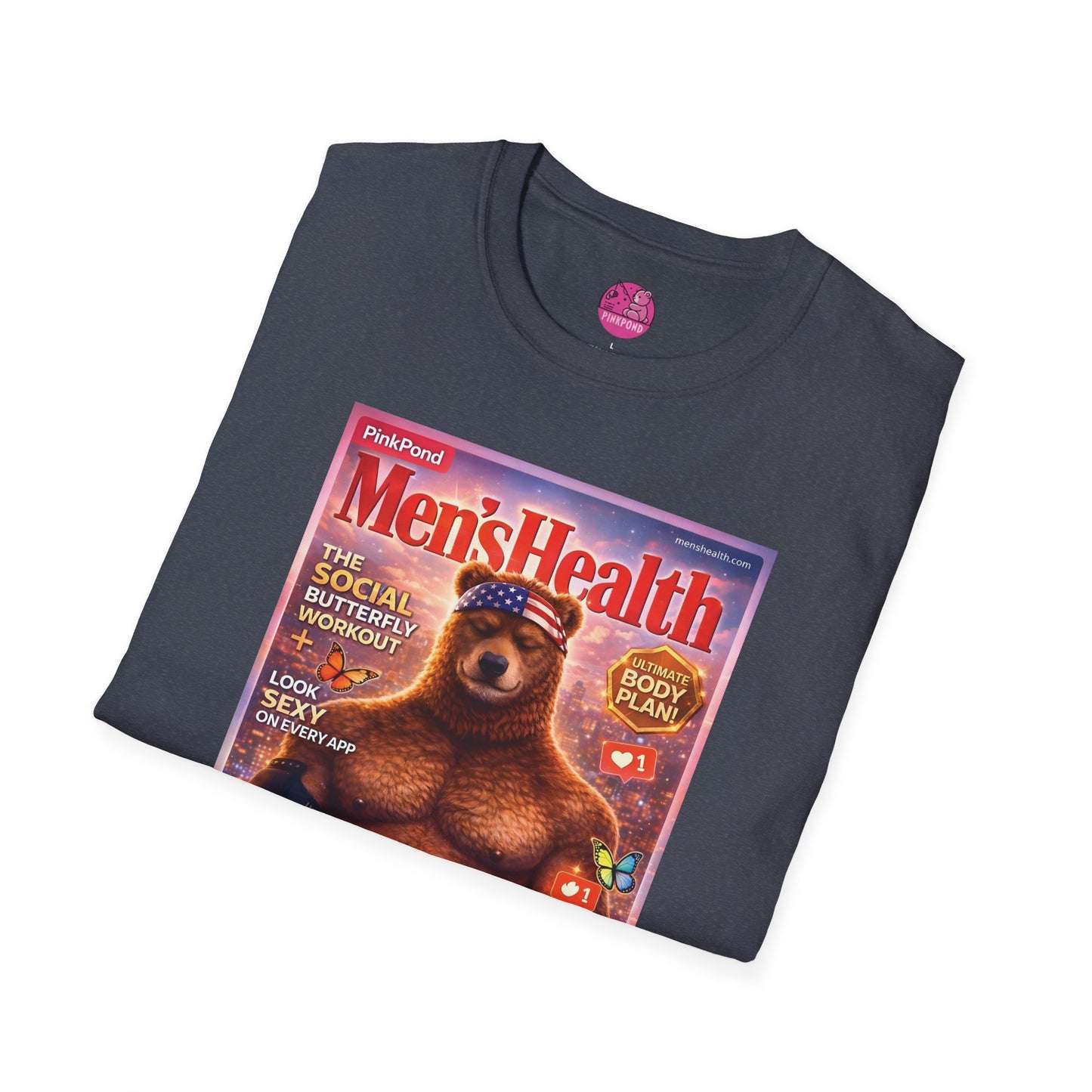 Men’s Health Bear T-Shirt — PinkPond Swiping Bear Graphic Tee