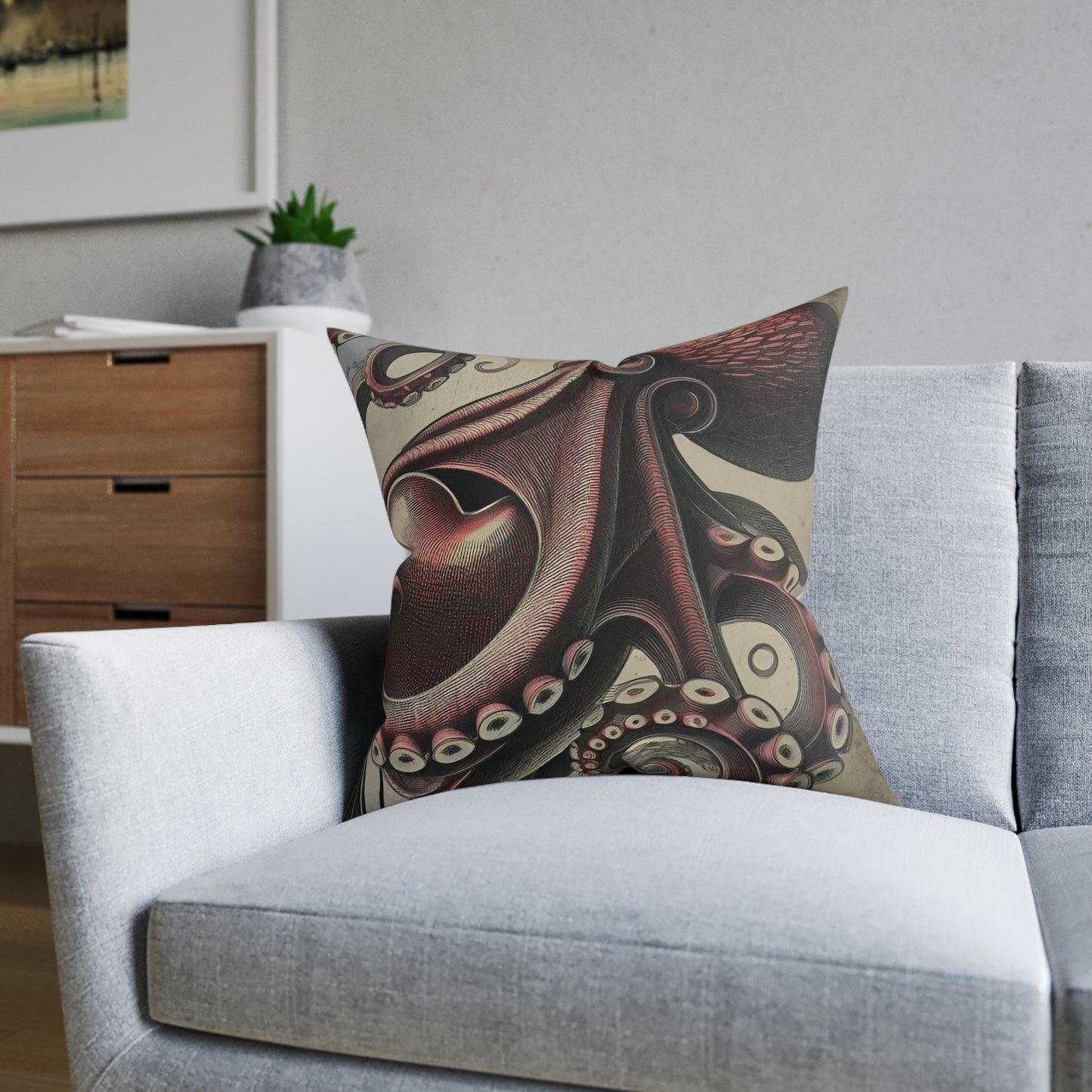 Square Pillow Kraken Reversible Cushion - PinkPond Home