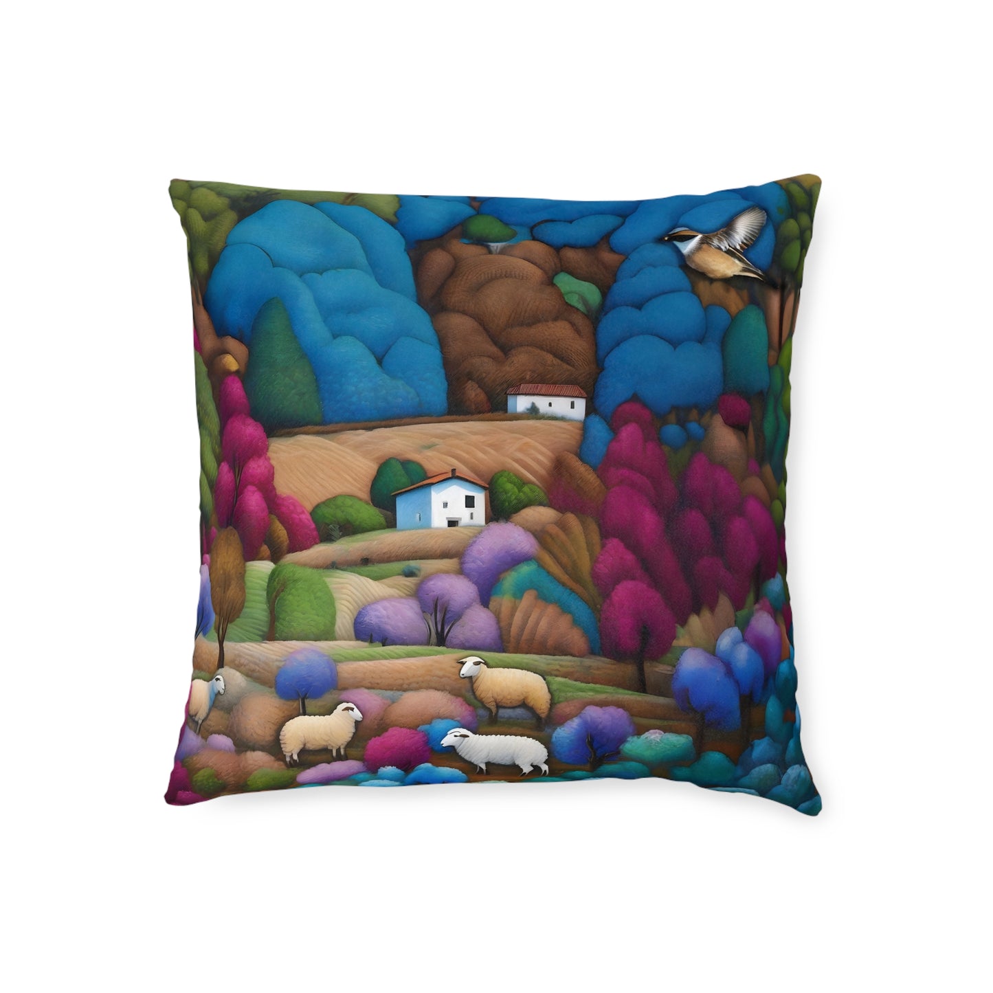 Square Pillow - Pastoral Hills Cushion PinkPond Home Decorative Throw Pillow