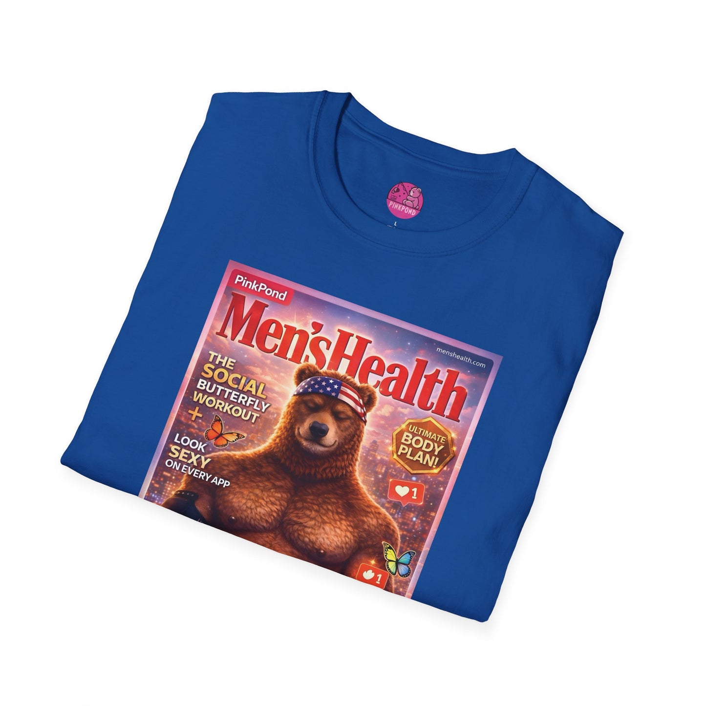 Men’s Health Bear T-Shirt — PinkPond Swiping Bear Graphic Tee