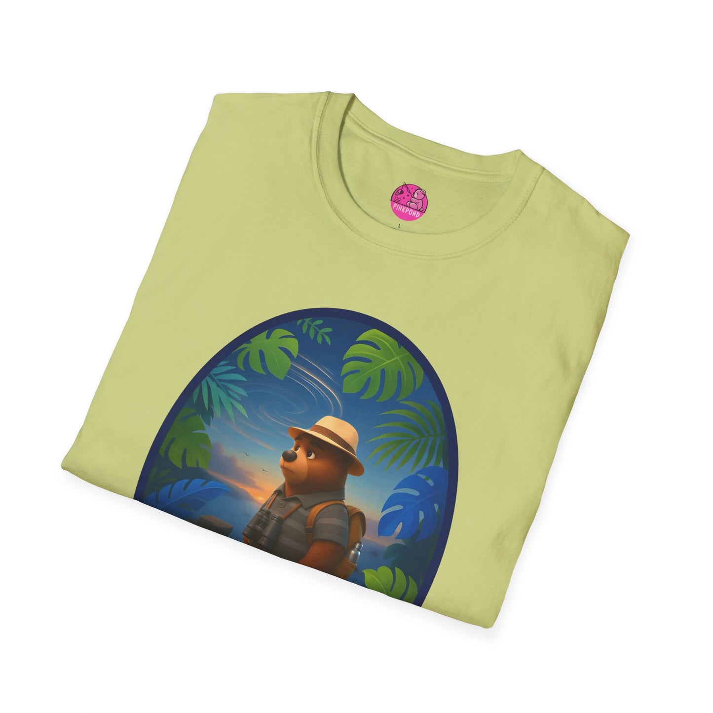 Adventure Bear T-Shirt - Explorer PinkPond Series Tee for Nature Lovers and Travel Dreamers