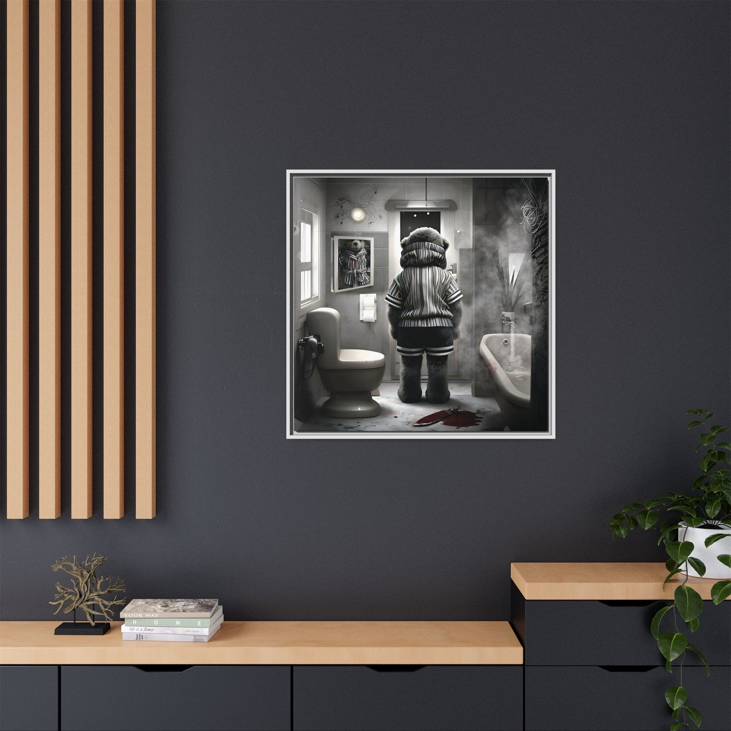 Canvas Art Print - The Untimely Demise of Benjamin Bear by Andrew McCarter, Dark Surreal Artwork