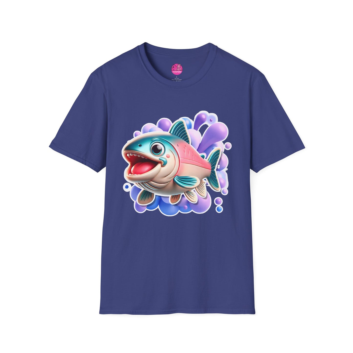 Alex Salmon Softstyle T-Shirt - Bright and Playful Fish Design for Ocean Lovers and Art Fans 🌊🐟