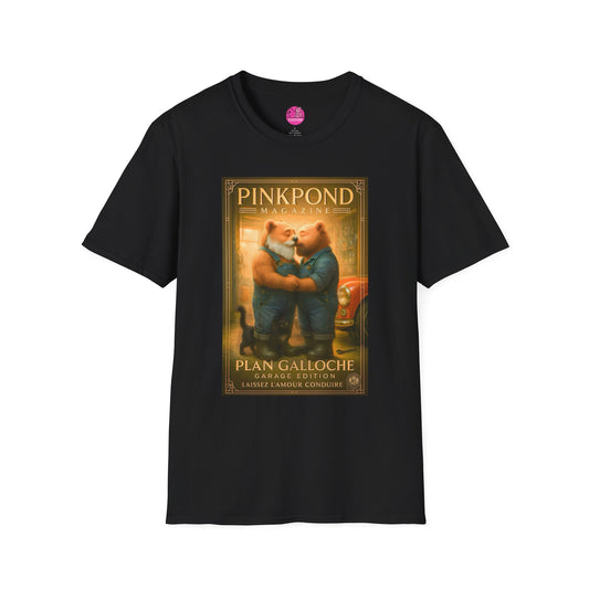 Vintage Deco Mechanic Bear T-Shirt 'Plan Galloche - Garage Edition Love' French Magazine Cover Tee