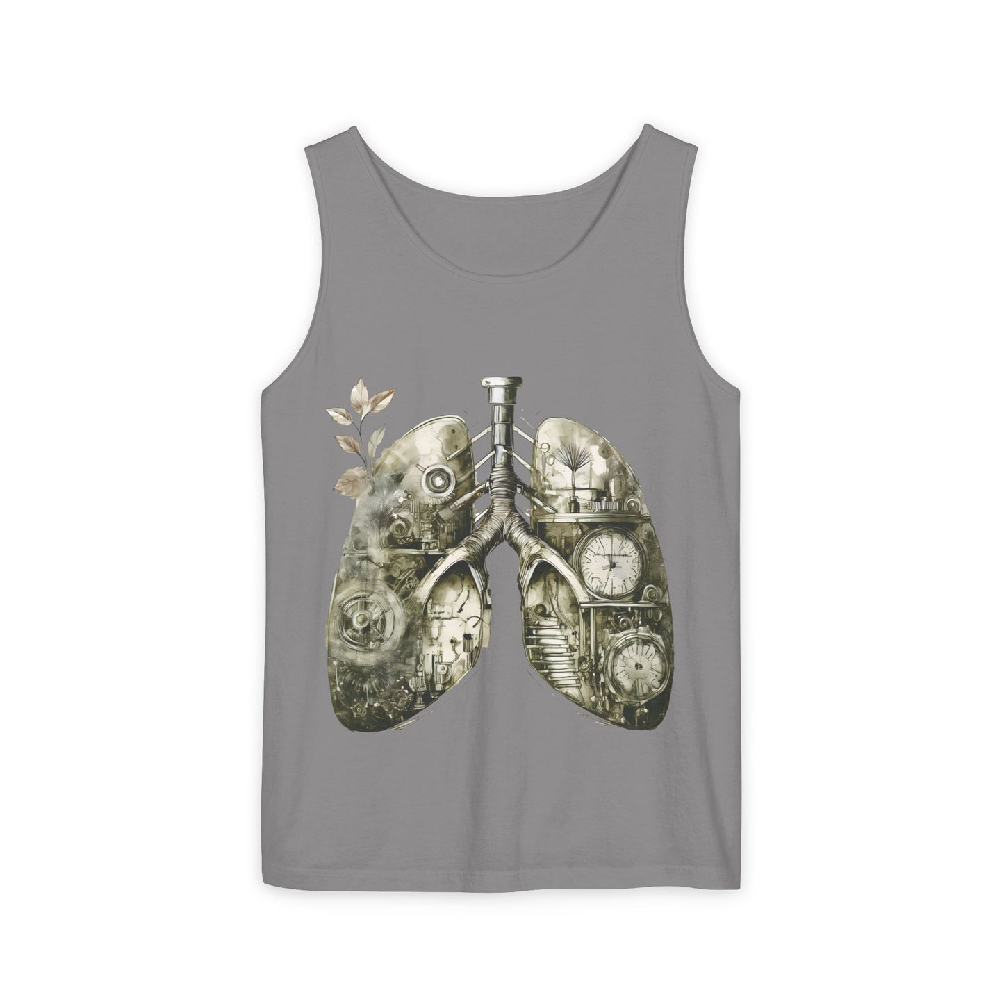 Copy of Clockwork Lungs Unisex Tank Top - Breathe In, Wind Up Design