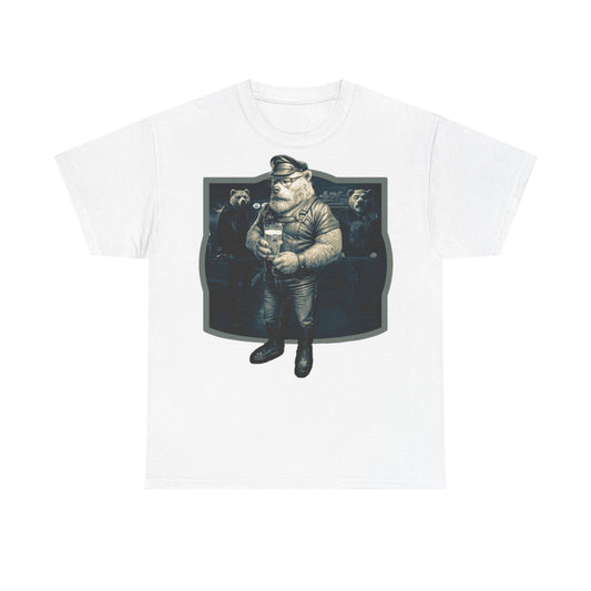 leather Bear White Graphic Unisex Heavy Cotton Tee - Casual Streetwear