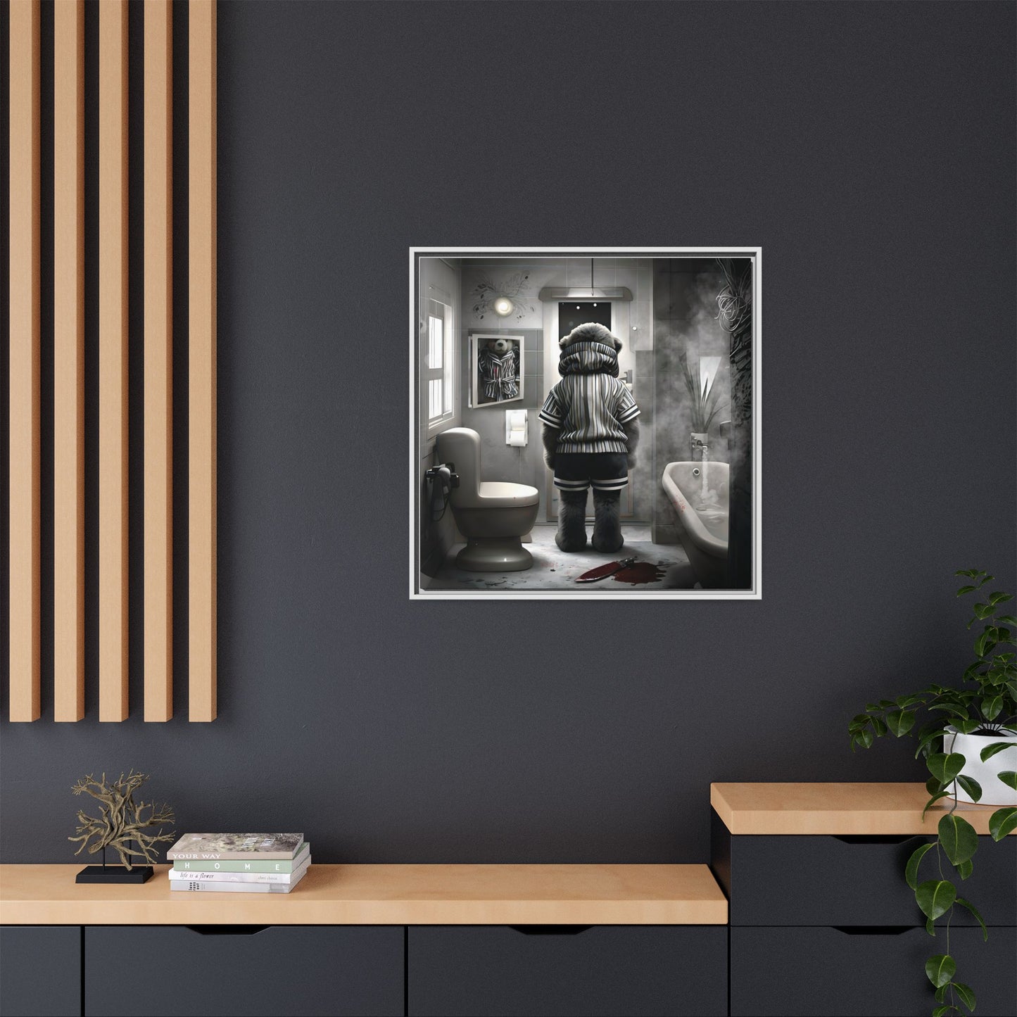 Canvas Art Print - The Untimely Demise of Benjamin Bear by Andrew McCarter, Dark Surreal Artwork