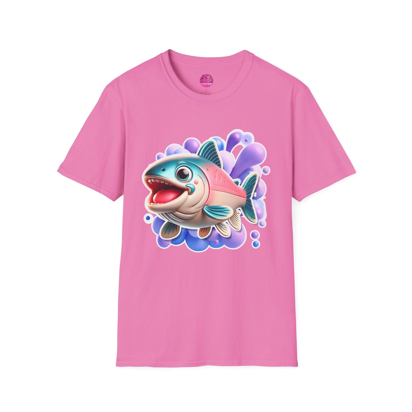 Alex Salmon Softstyle T-Shirt - Bright and Playful Fish Design for Ocean Lovers and Art Fans 🌊🐟