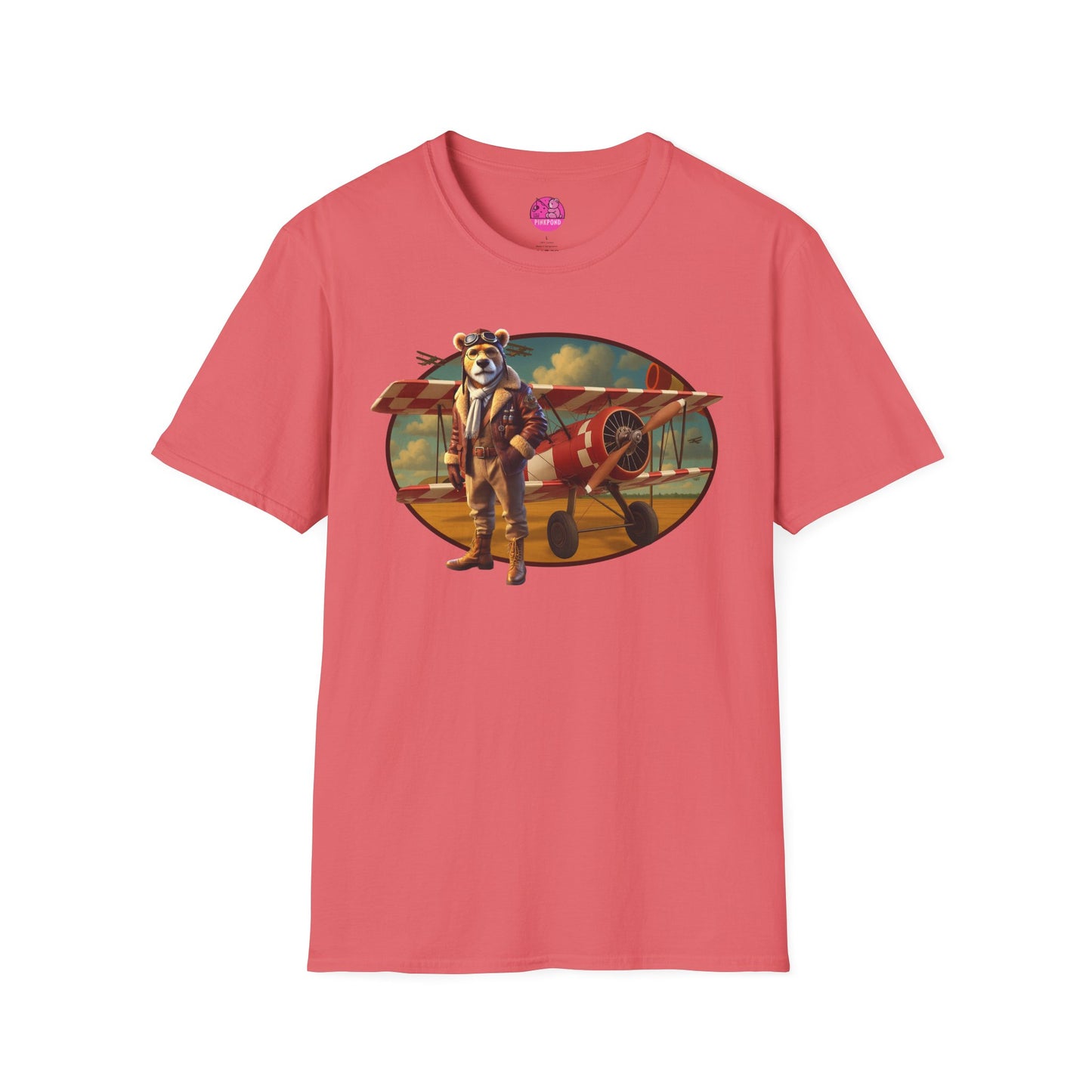 Aviator Bear Softstyle T-Shirt - PinkPond Tee