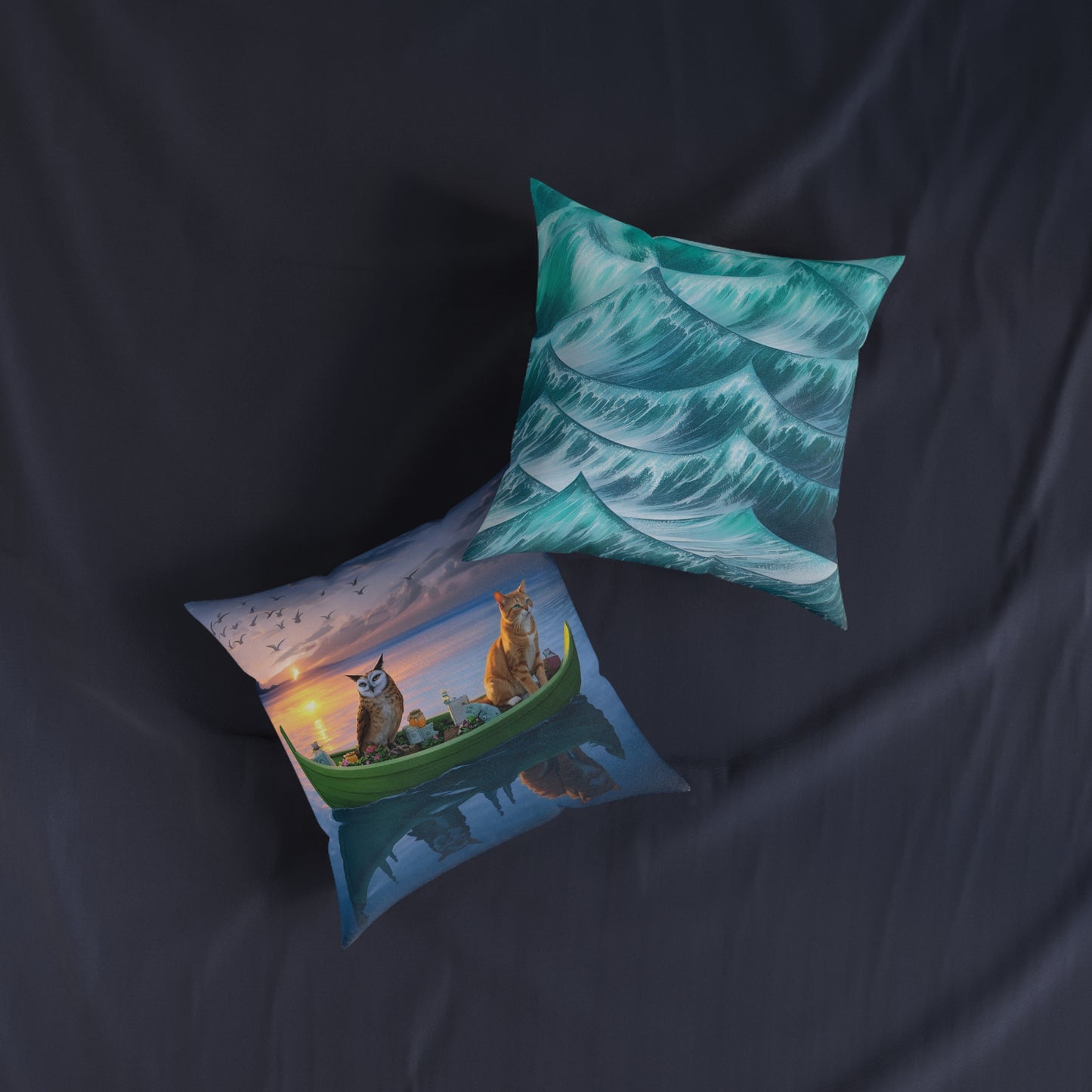 Square Pillow - Owl & The Pussycat PinkPond Cushion