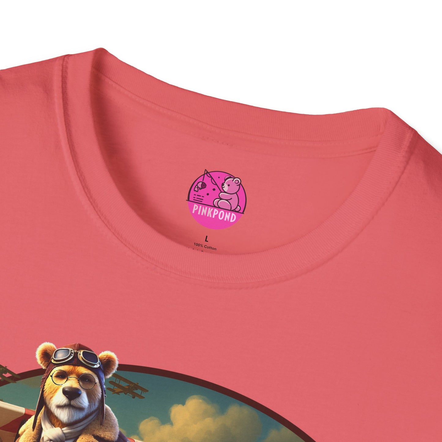 Aviator Bear Softstyle T-Shirt - PinkPond Tee