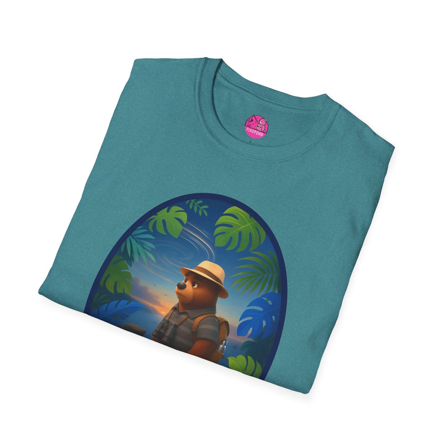 Adventure Bear T-Shirt - Explorer PinkPond Series Tee for Nature Lovers and Travel Dreamers