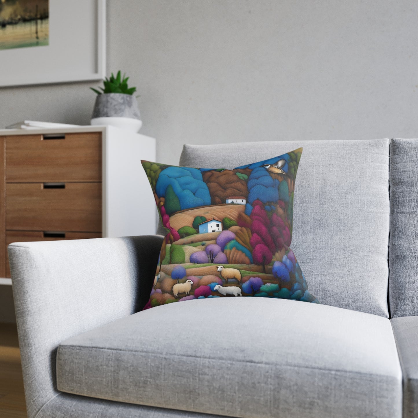 Square Pillow - Pastoral Hills Cushion PinkPond Home Decorative Throw Pillow