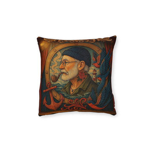 Square Pillow Old Salt Cushion PinkPond Seafaring Sailor Nautical Decorative Throw Pillow