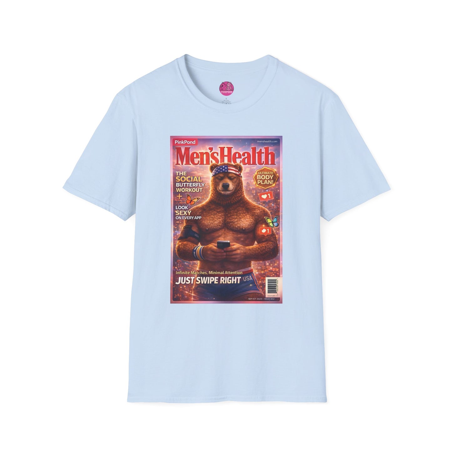 Men’s Health Bear T-Shirt — PinkPond Swiping Bear Graphic Tee