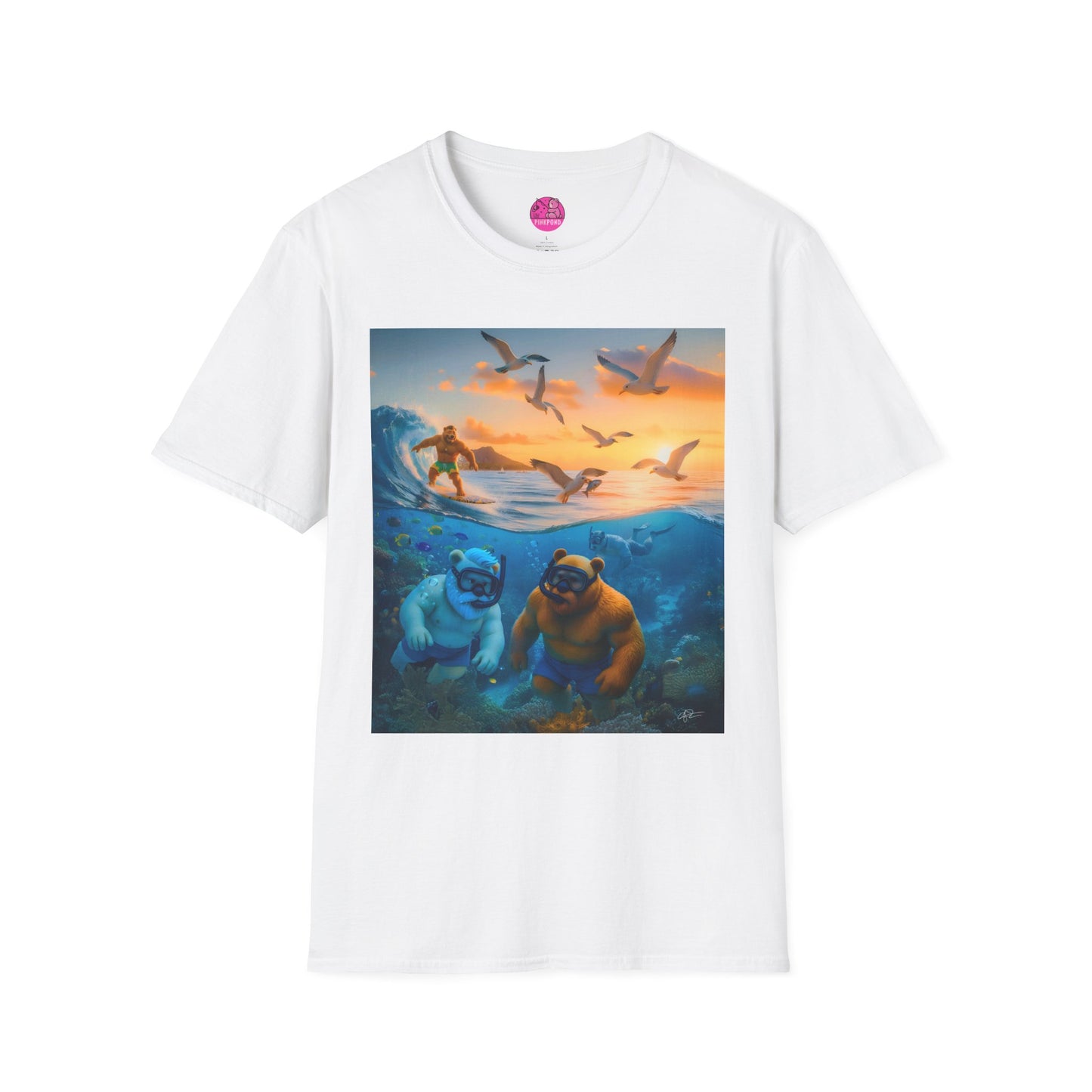 The Great Bearier Reef T-Shirt — PinkPond Snorkeling Bears Sunset Surf Tee