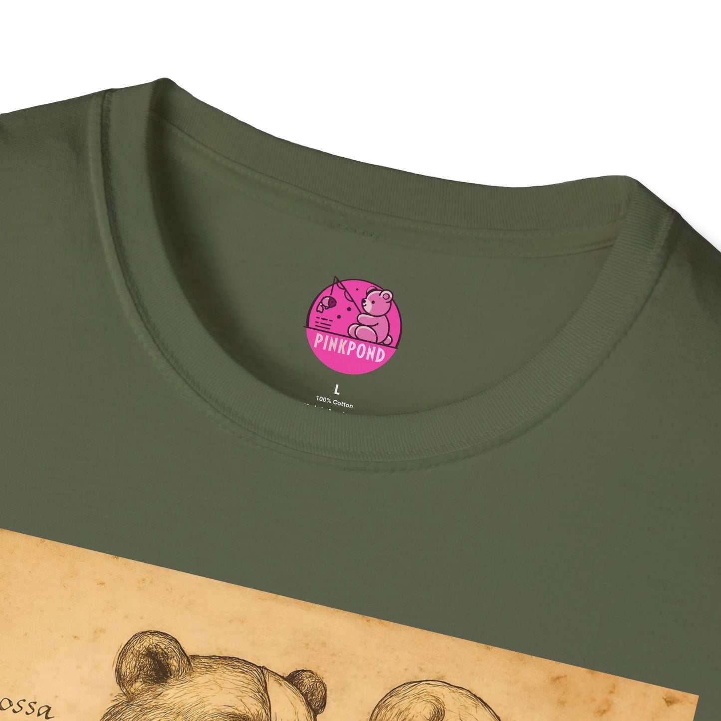 Da Vinci Bear Anatomy T-Shirt with Vintage Parchment Print Effect