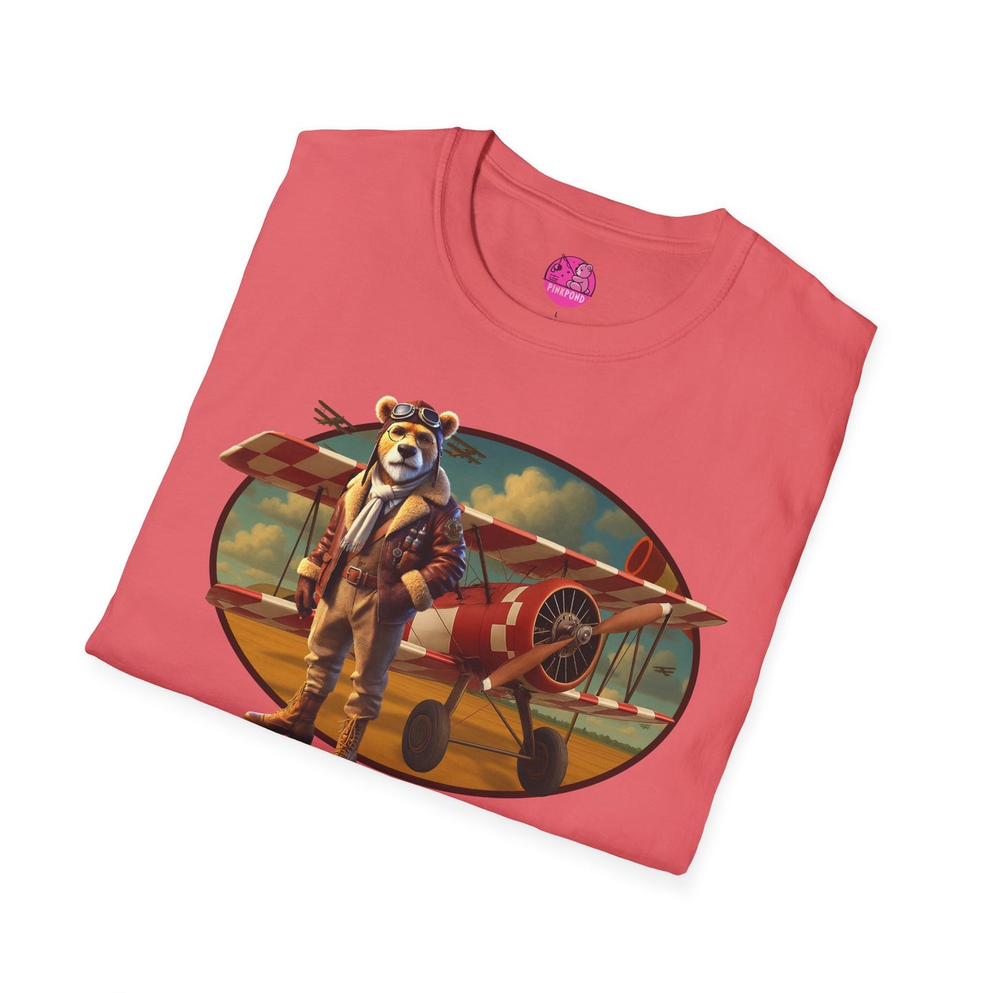 Aviator Bear Softstyle T-Shirt - PinkPond Tee