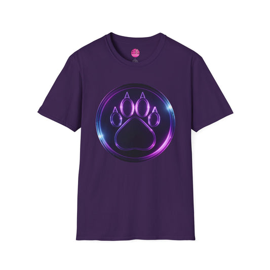 Neon Paw Power T-Shirt - Retro-Futuristic Animal Lover Tee