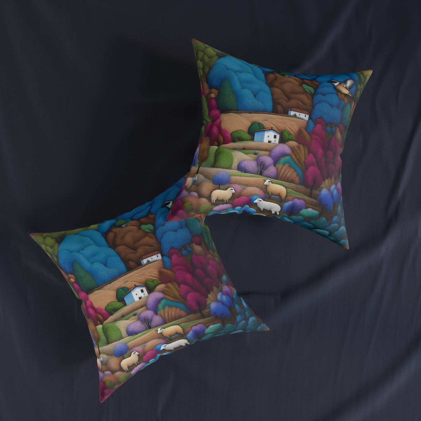 Square Pillow - Pastoral Hills Cushion PinkPond Home Decorative Throw Pillow