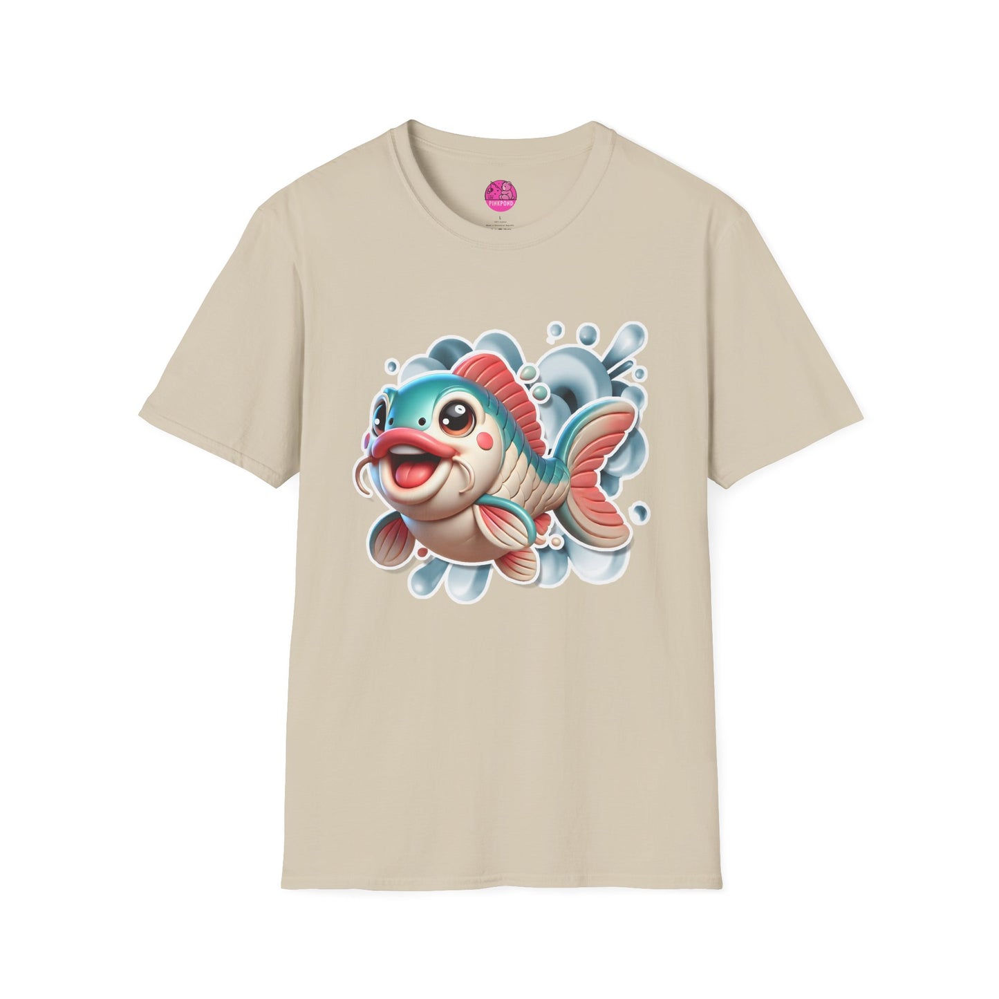 Carrie the Carp T-Shirt - a splash of fishy fun - Unisex Softstyle Tee with 3D Design