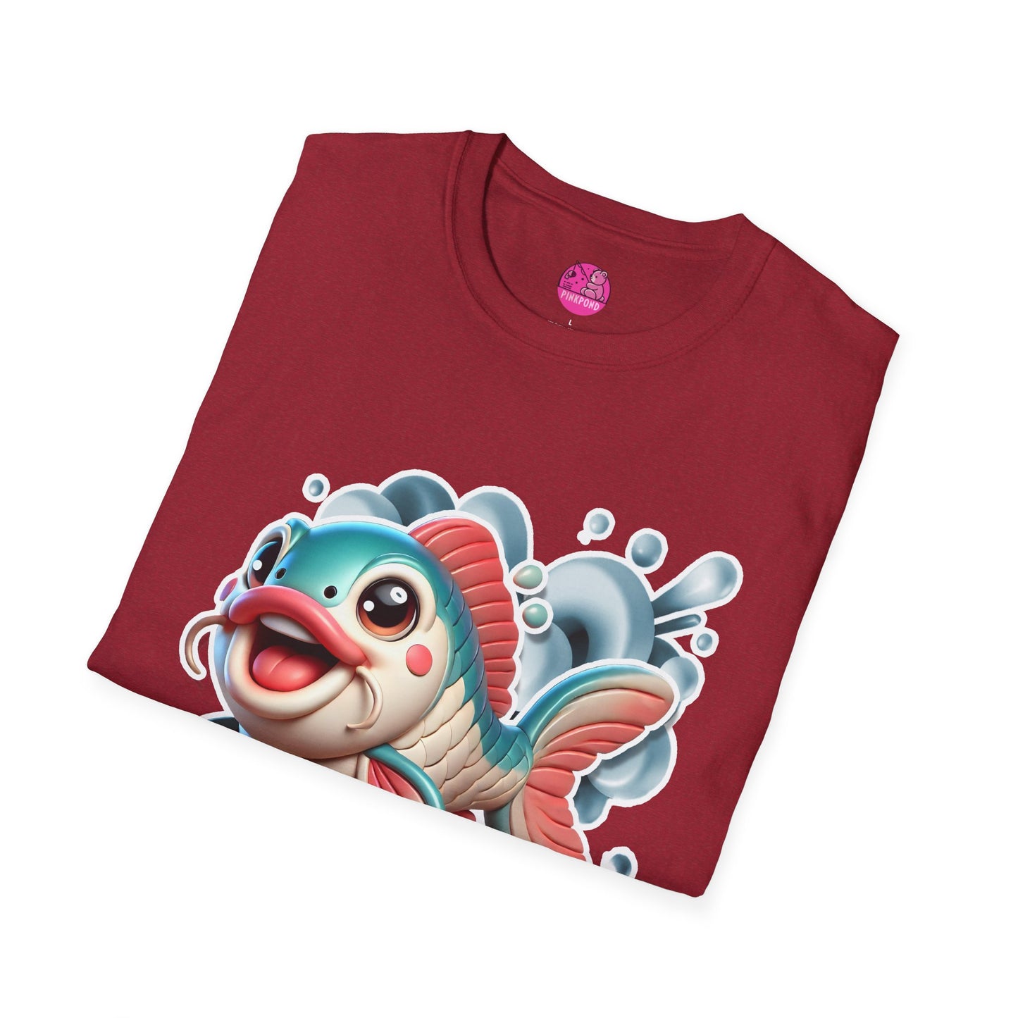 Carrie the Carp T-Shirt - a splash of fishy fun - Unisex Softstyle Tee with 3D Design