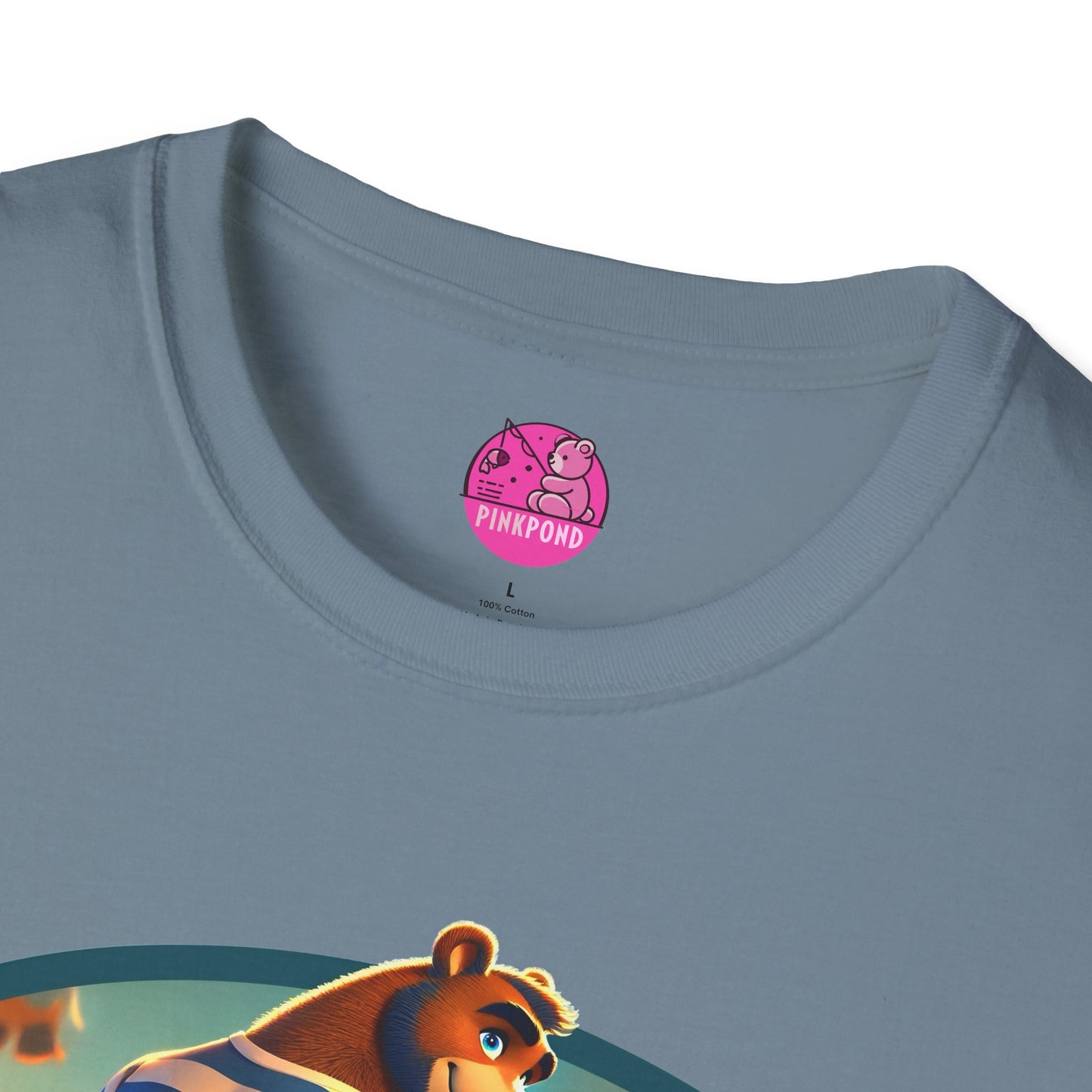 Beach Bear Bliss Softstyle T-Shirt - PinkPond Exclusive Vintage Design
