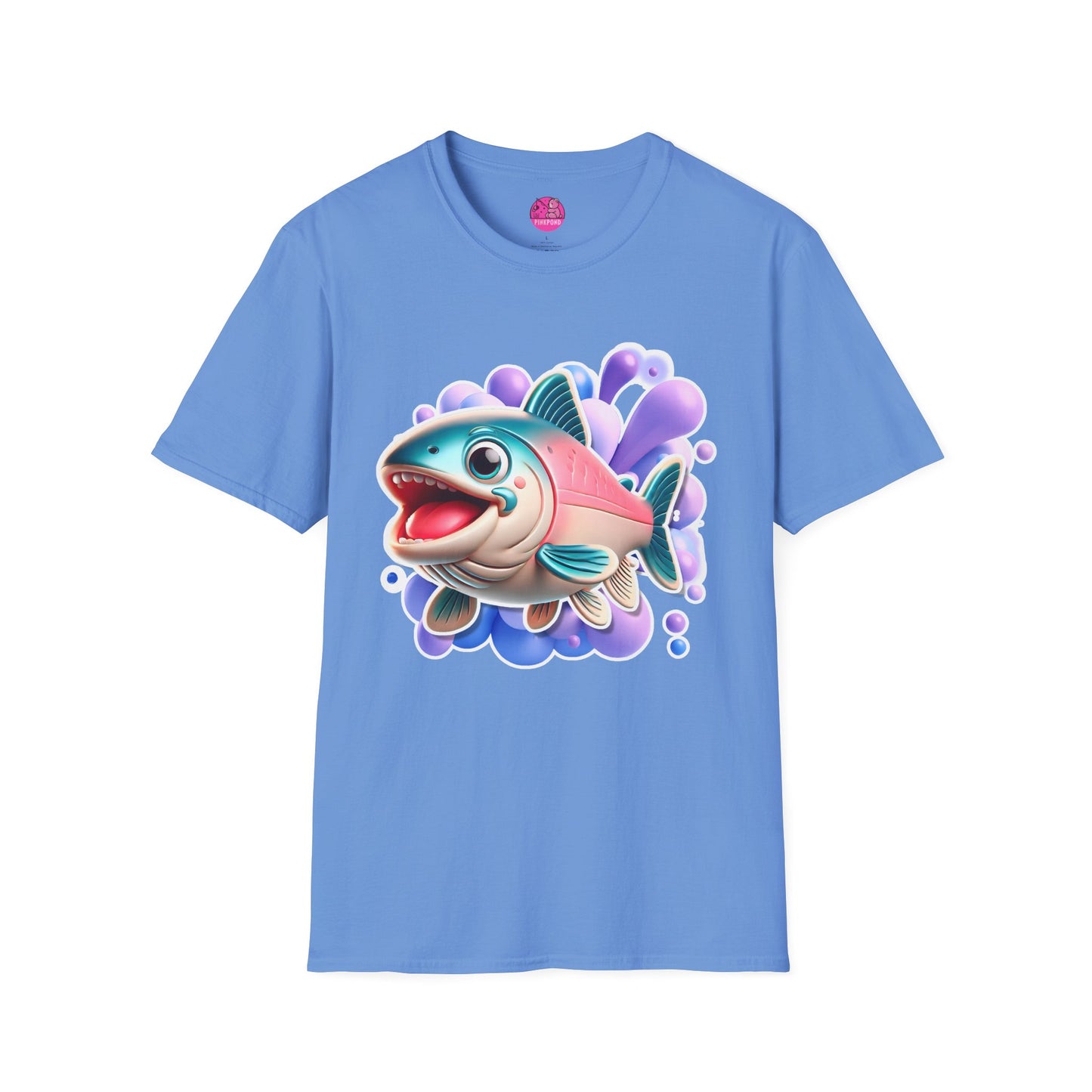 Alex Salmon Softstyle T-Shirt - Bright and Playful Fish Design for Ocean Lovers and Art Fans 🌊🐟