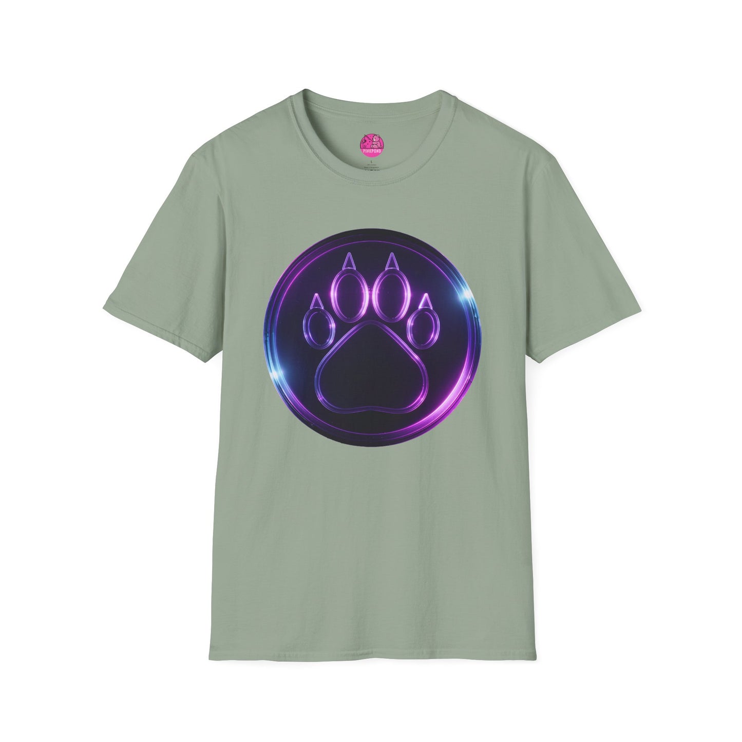 Neon Paw Power T-Shirt - Retro-Futuristic Animal Lover Tee