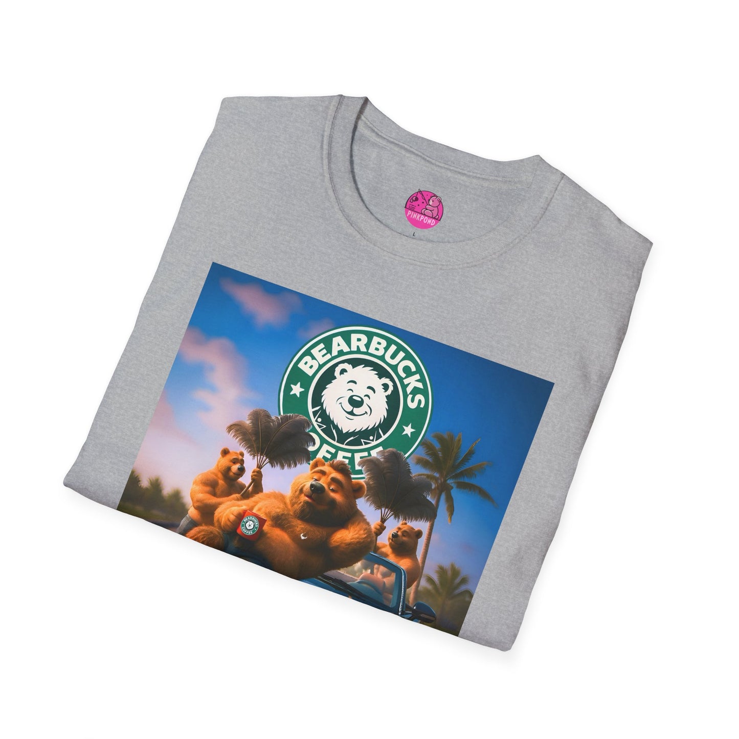 Bearbucks “Enjoy It Everywhere” Tee — Coffee-Loving Bear Convertible Graphic T-Shirt