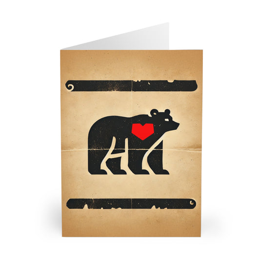 Bear With Heart Greeting Cards (5 Pack)