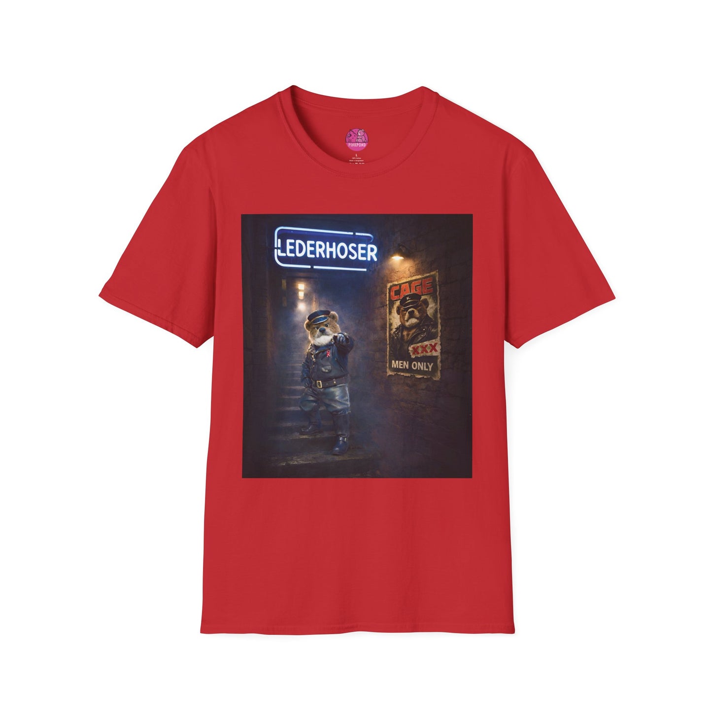 Oi, You Boy Leather Bear Graphic T-Shirt — PinkPond Character Illustration