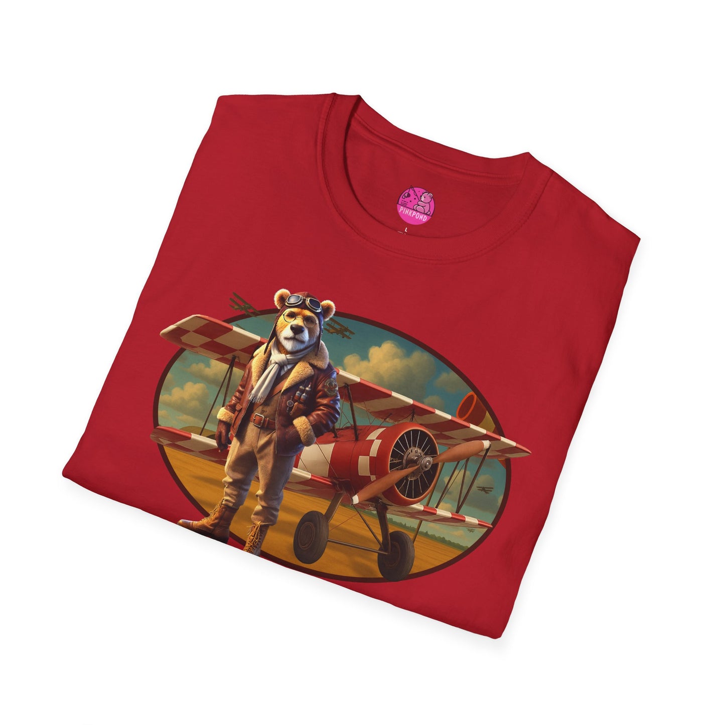 Aviator Bear Softstyle T-Shirt - PinkPond Tee