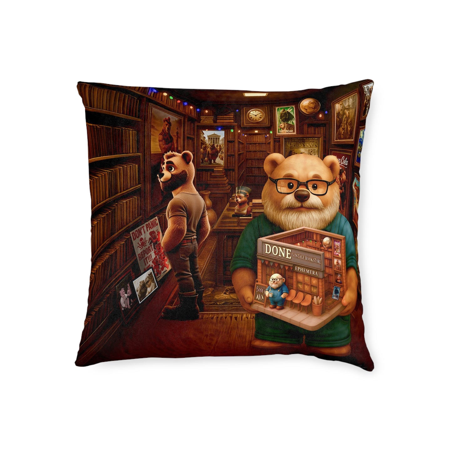 Square Pillow Magic Bookstore Cushion