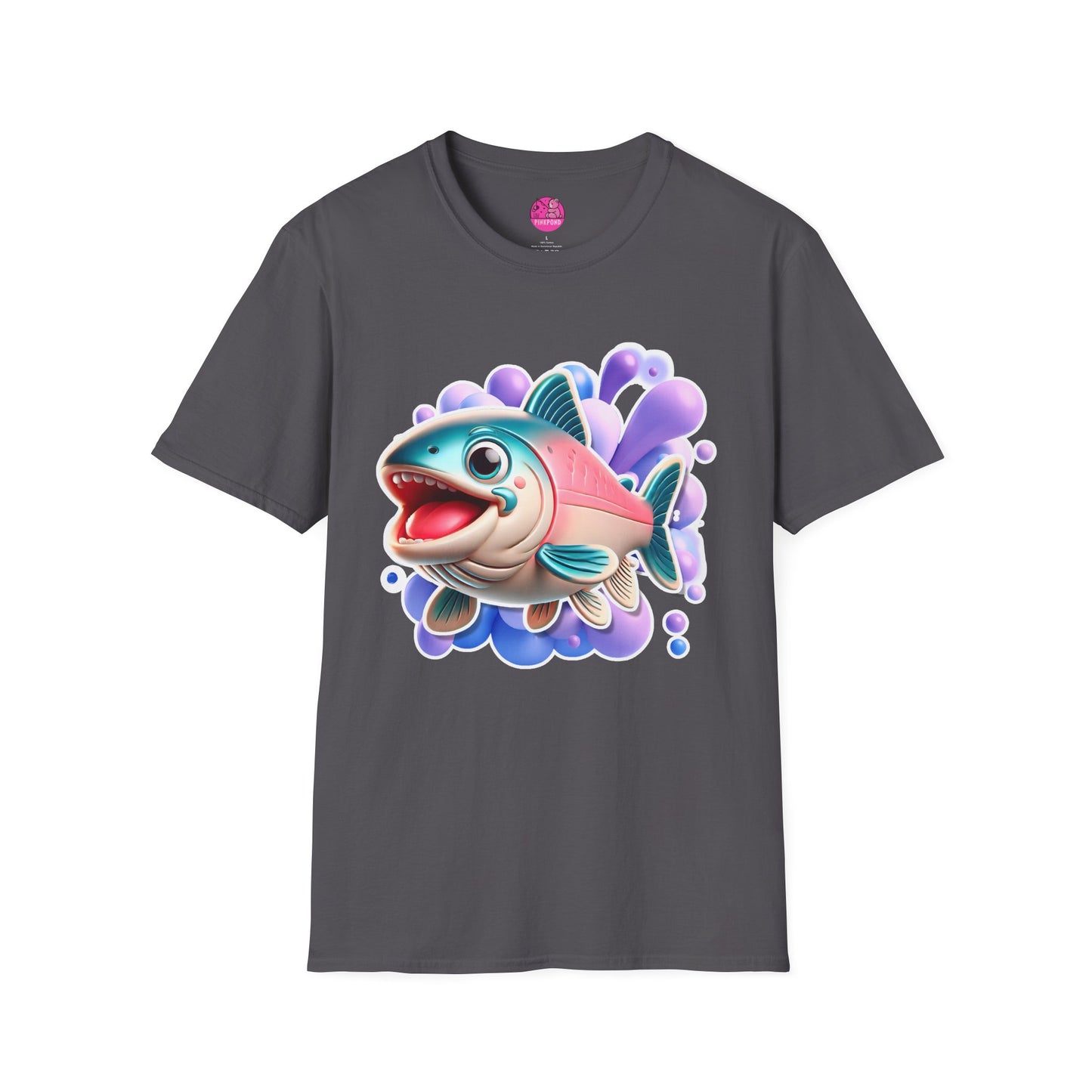 Alex Salmon Softstyle T-Shirt - Bright and Playful Fish Design for Ocean Lovers and Art Fans 🌊🐟