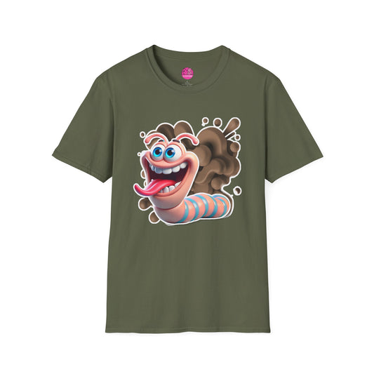 Willy the Worm T-Shirt - Wiggly and Wacky Unisex Softstyle Tee with 3D Design