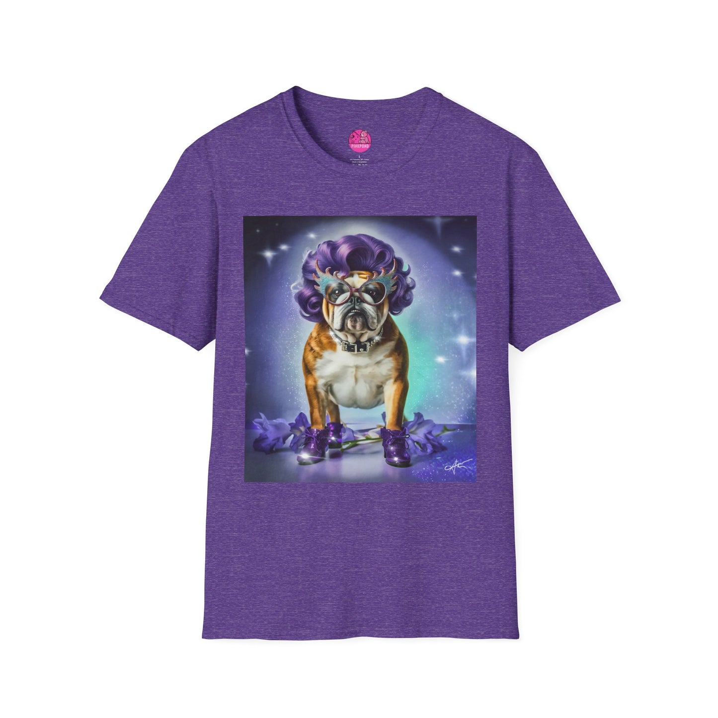 Dame Edna Bulldog T-Shirt - Fabulous & Fetching Unisex Softstyle Tee for Dog Lovers and Drag Fans