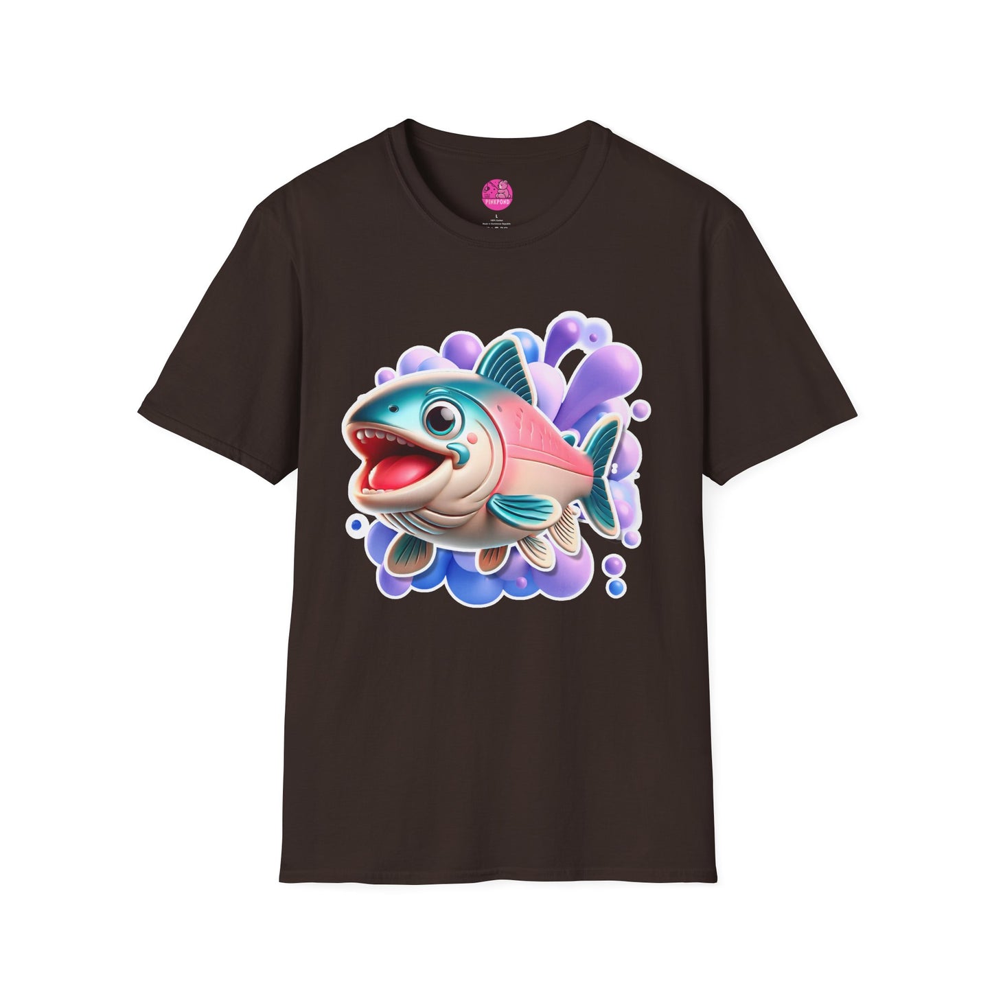 Alex Salmon Softstyle T-Shirt - Bright and Playful Fish Design for Ocean Lovers and Art Fans 🌊🐟