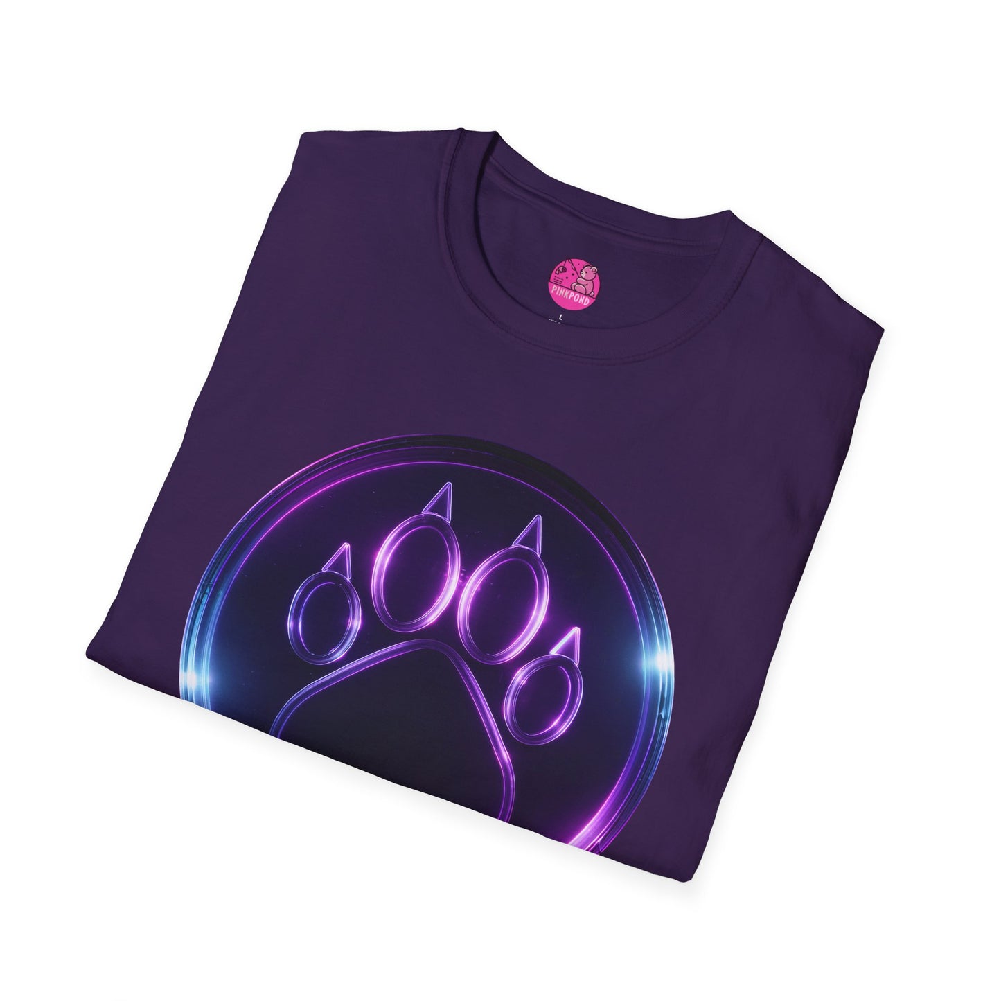 Neon Paw Power T-Shirt - Retro-Futuristic Animal Lover Tee