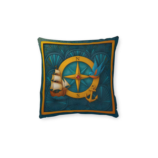 Square Pillow PinkPond Nautical Dreams Cushion Reversible Double-Sided Design