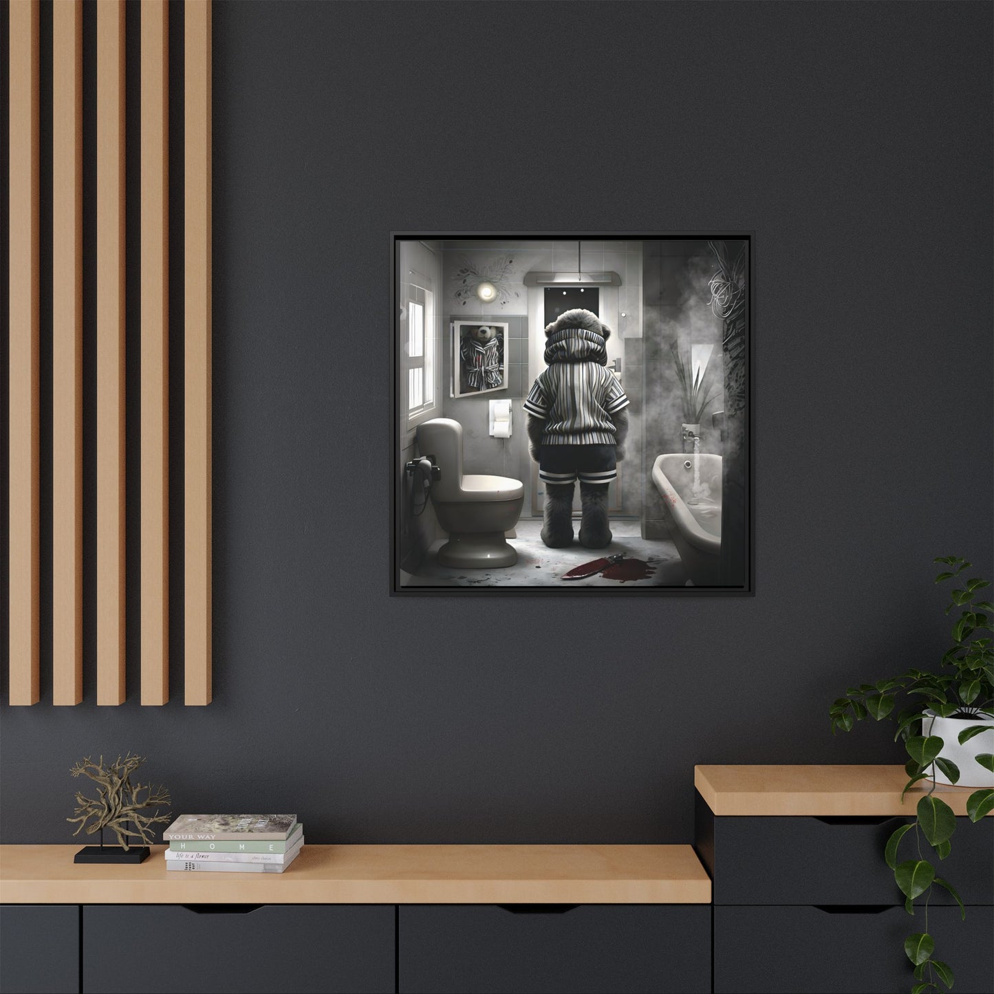 Canvas Art Print - The Untimely Demise of Benjamin Bear by Andrew McCarter, Dark Surreal Artwork