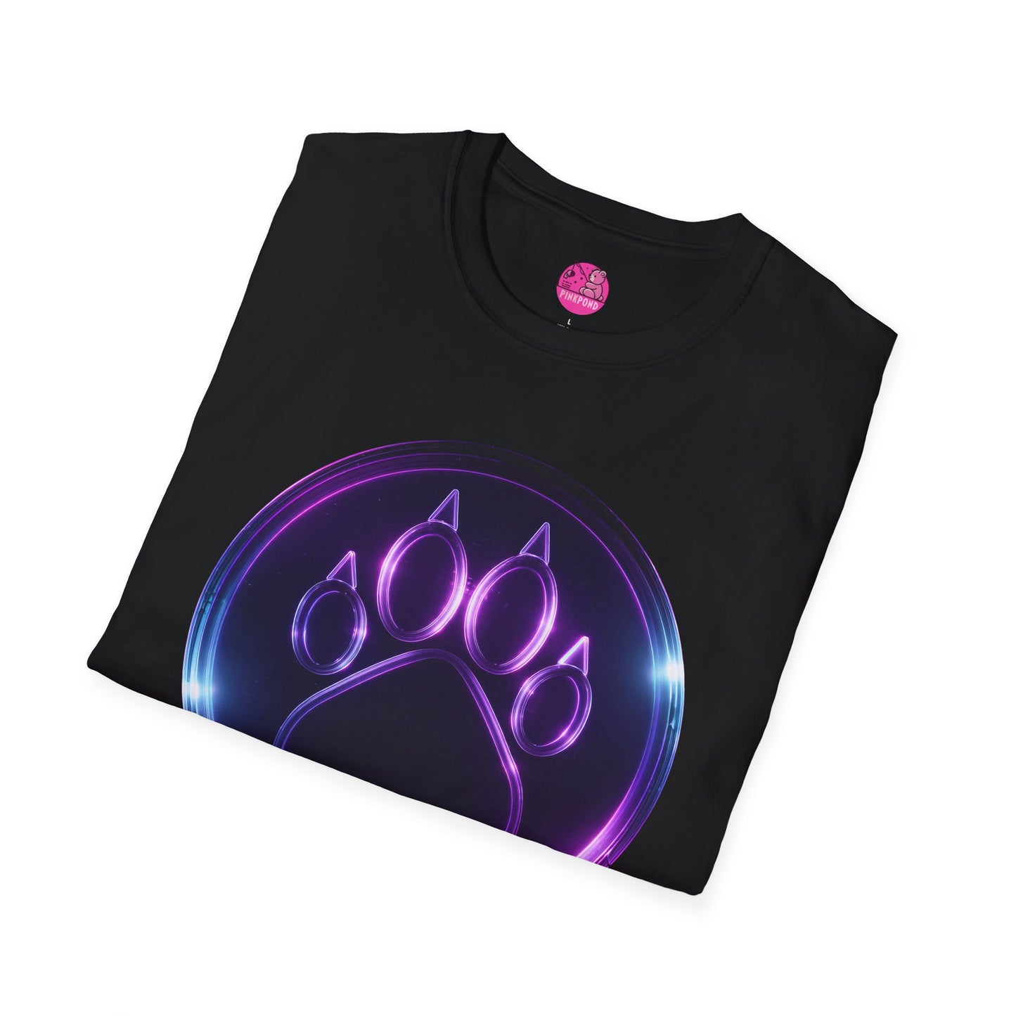 Neon Paw Power T-Shirt - Retro-Futuristic Animal Lover Tee
