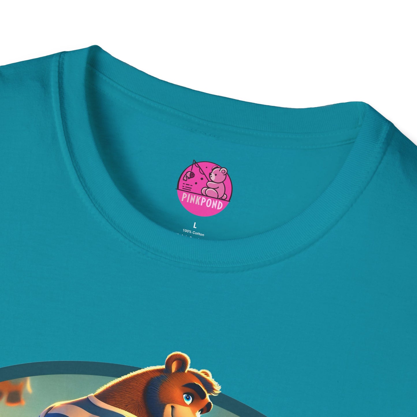 Beach Bear Bliss Softstyle T-Shirt - PinkPond Exclusive Vintage Design