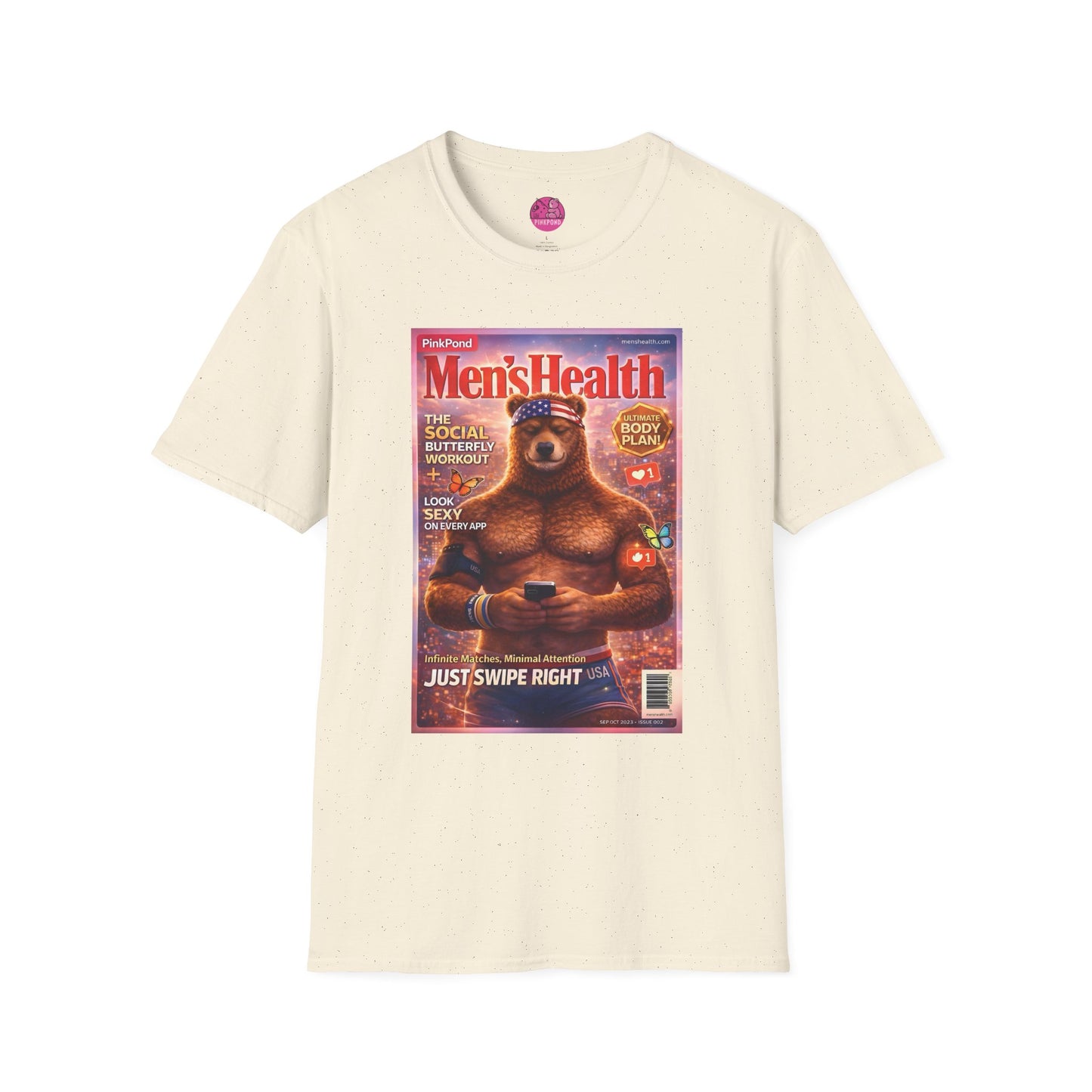 Men’s Health Bear T-Shirt — PinkPond Swiping Bear Graphic Tee