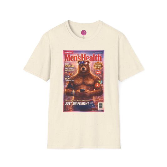 Men’s Health Bear T-Shirt — PinkPond Swiping Bear Graphic Tee