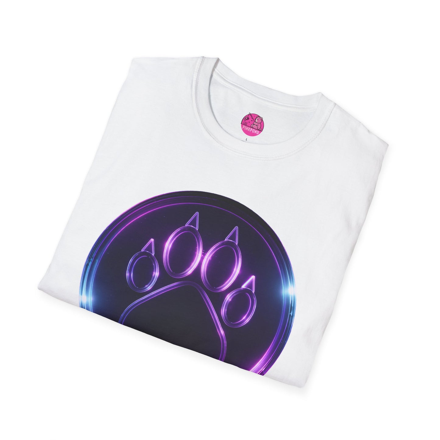 Neon Paw Power T-Shirt - Retro-Futuristic Animal Lover Tee