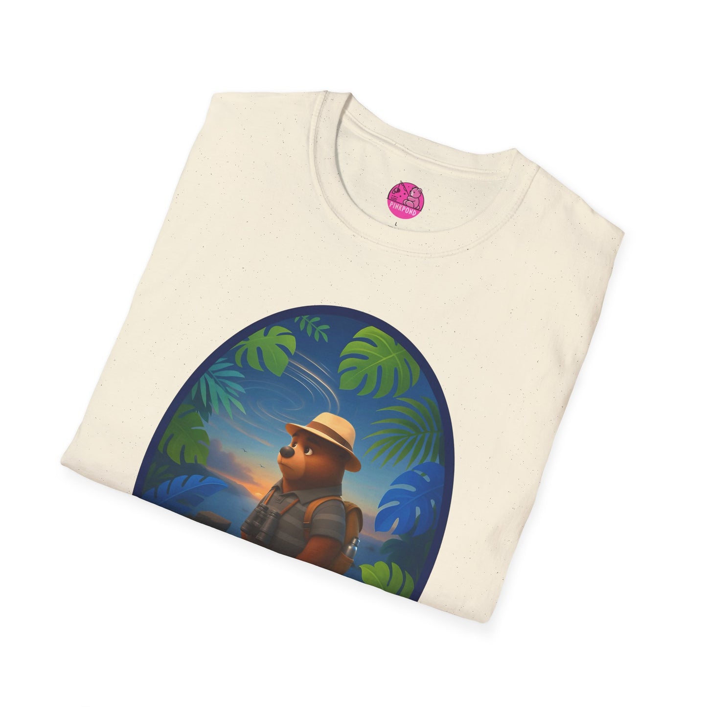 Adventure Bear T-Shirt - Explorer PinkPond Series Tee for Nature Lovers and Travel Dreamers